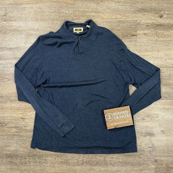 Joseph Abboud Other - Vintage Joseph Abboud Sweater Blue Solid Knit Long Sleeve Pullover Henley Mens